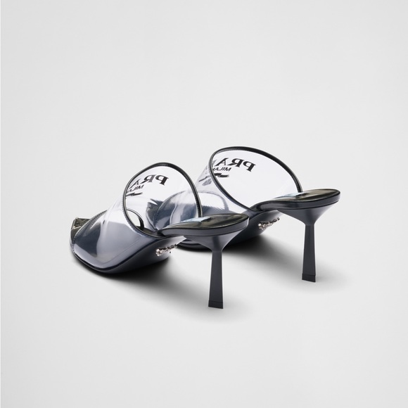 PRADA Logo-print Plexiglas high-heel slides-Prada mules - Picture 5 of 13